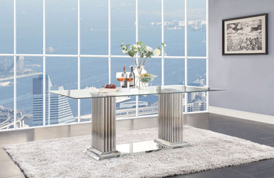 Cyrene - Dining Table - Stainless Steel & Clear Glass - Grand Furniture GA