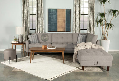 Barton - Upholstered Tufted Sectional - Toast and Brown.