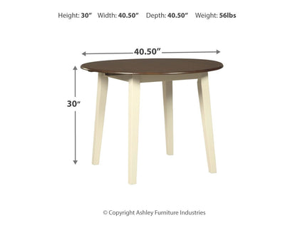 Woodanville - Cream / Brown - Round Drm Drop Leaf Table.