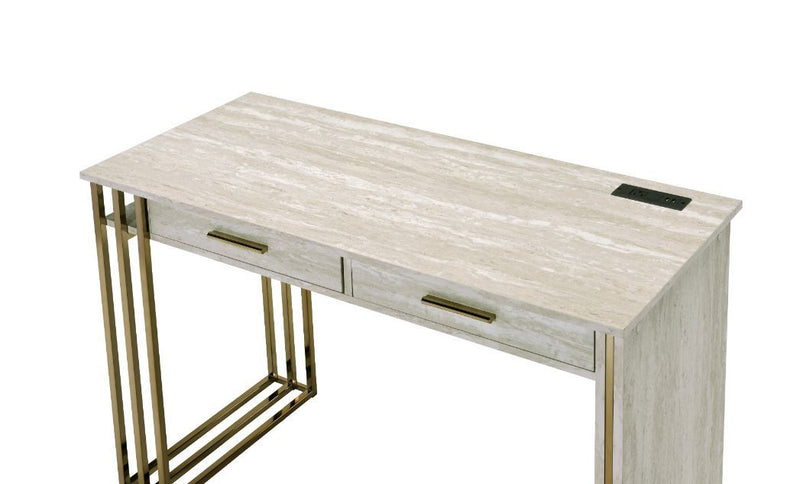 Tyeid - Desk - Antique White & Gold Finish - Grand Furniture GA