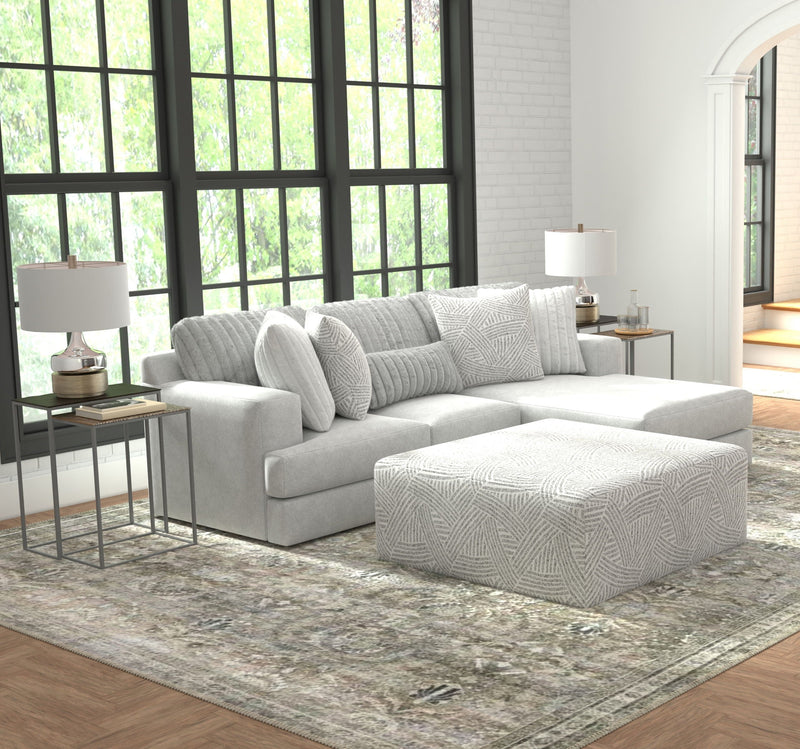 Logan - 2 Piece Upholstered Sectional With Comfort Coil Seating, 46" Cocktail Ottoman And 5 Included Accent Pillows (Right Side Facing Chaise) - Moonstruck