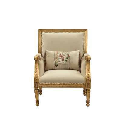 Daesha - Accent Chair - Tan Flannel & Antique Gold - Grand Furniture GA