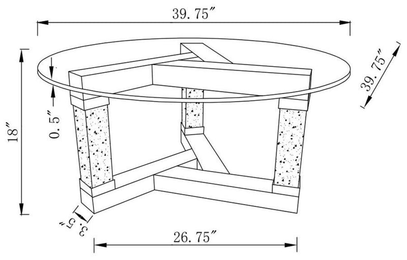 Octave - Square Post Legs Round Coffee Table - Mirror