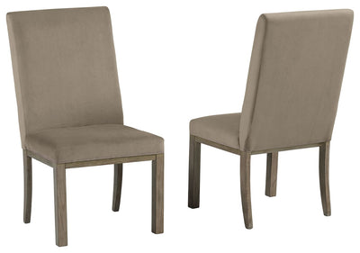 Chrestner - Gray / Brown - Dining Uph Side Chair (Set of 2).