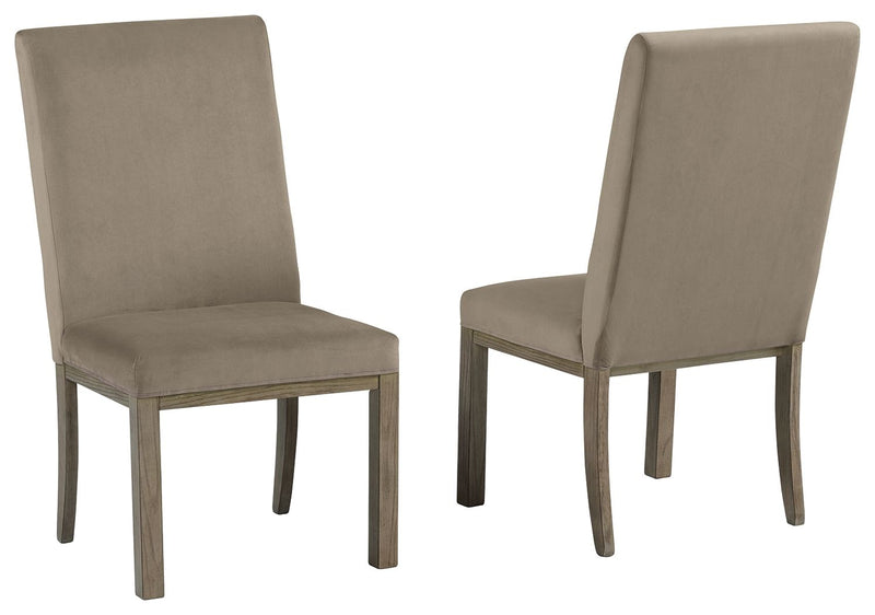 Chrestner - Gray / Brown - Dining Uph Side Chair (Set of 2).