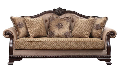 Chateau De Ville - Sofa - Fabric & Espresso Finish - Grand Furniture GA