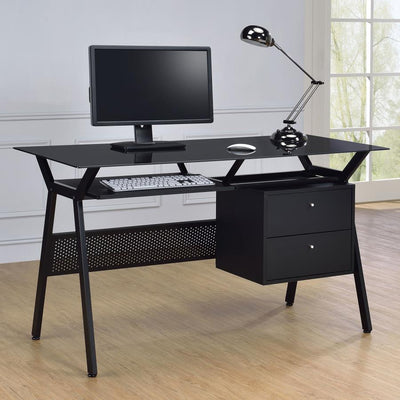 Weaving - 2-Drawer Computer Desk - Black - Computer Desks - Grand Furniture GA