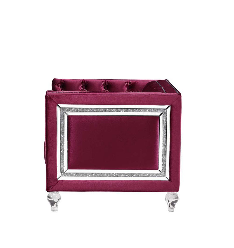 Heibero - Sofa - Burgundy Velvet - Grand Furniture GA