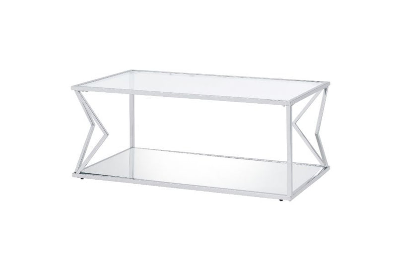 Virtue - Coffee Table - Clear Glass & Chrome Finish - Grand Furniture GA