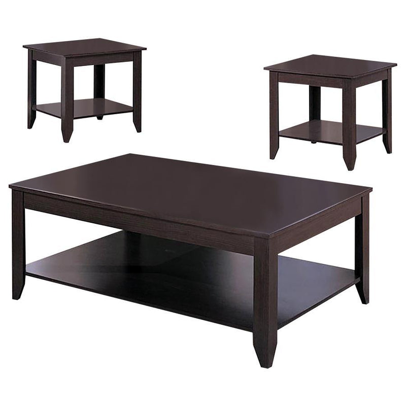 Brooks - 3-Piece Occasional Table Set With Lower Shelf - Cappuccino.