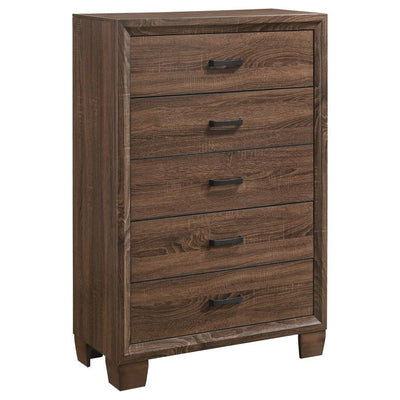 Brandon - 5-Drawer Chest - Medium WArm - Brown - Grand Furniture GA