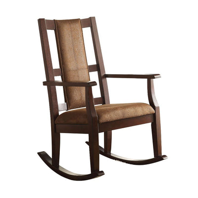 Butsea - Rocking Chair - Brown Fabric & Espresso - Grand Furniture GA