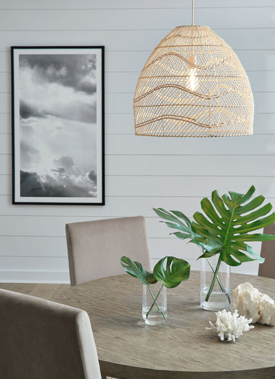 Coenbell - Beige - Rattan Pendant Light.