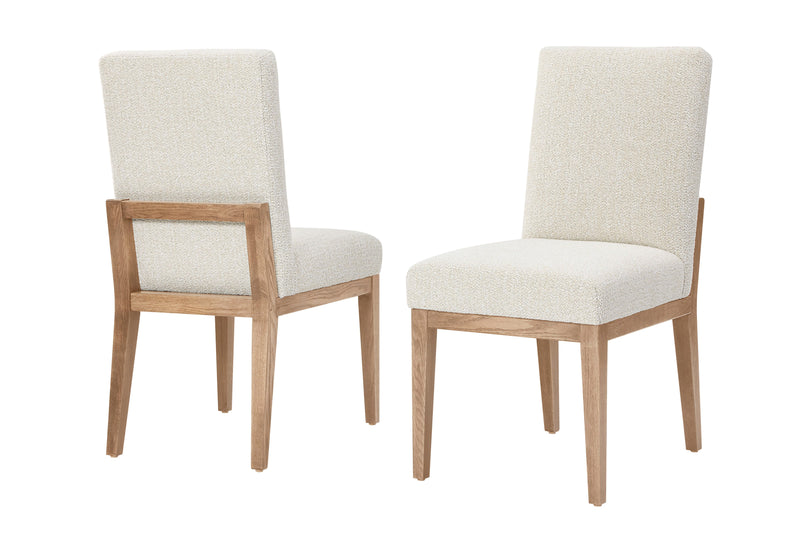 Dovetail - Upholstered Side Chair With An Oatmeal Fabric - Bleached White