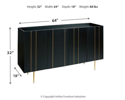 Brentburn - Black / Gold Finish - Accent Cabinet.