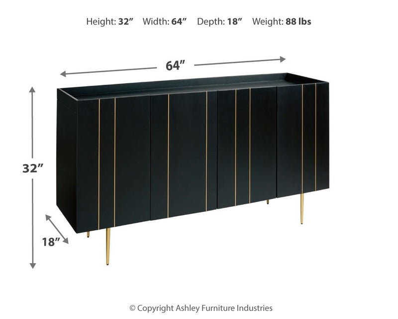 Brentburn - Black / Gold Finish - Accent Cabinet.