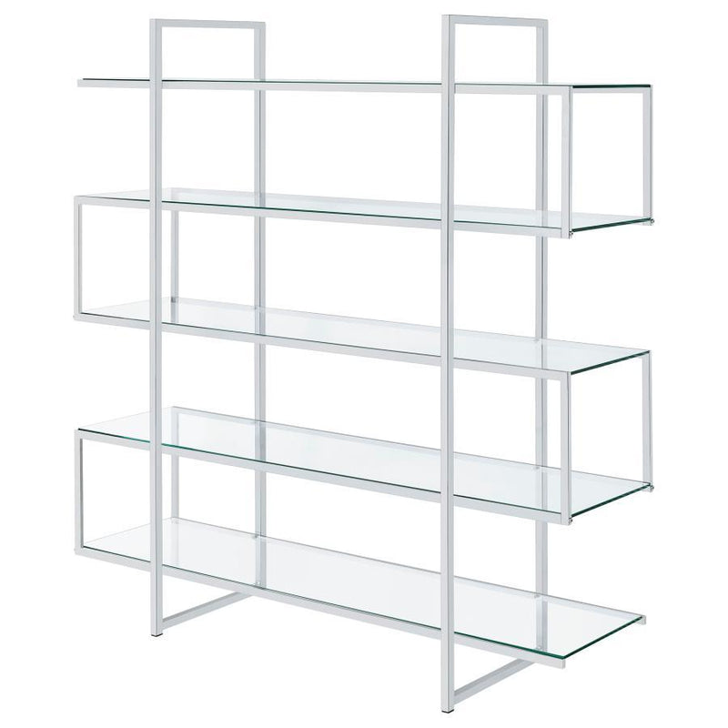 Elmer - 5-Shelf Bookcase - Chrome and Clear.