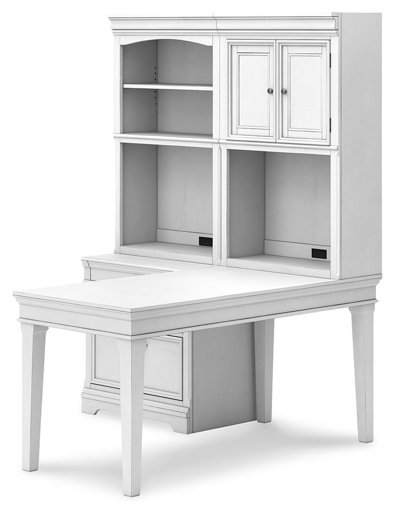 Kanwyn - Whitewash - Partners Desk With Bookcase