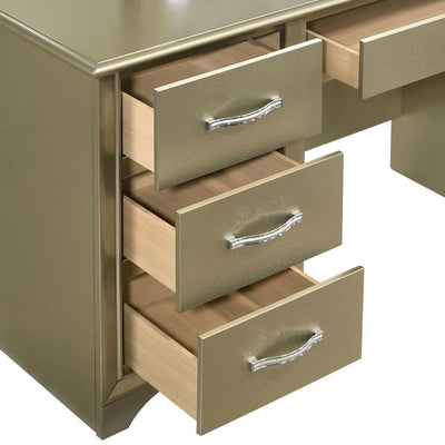 Beaumont - 7-Drawer Vanity Desk With Lighting Mirror - Champagne - Grand Furniture GA