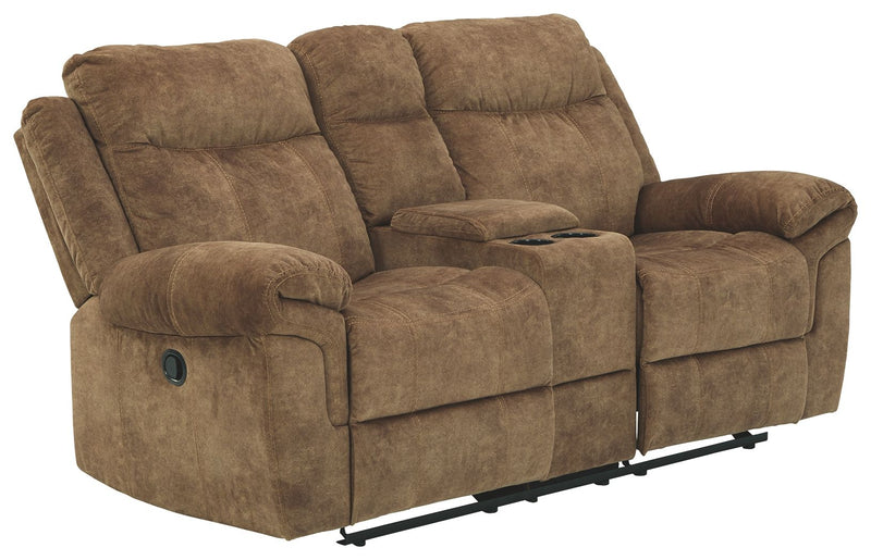 Huddle-up - Nutmeg - Glider Rec Loveseat W/Console.