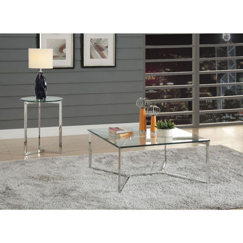 Volusius - Coffee Table - Stainless Steel & Clear Glass - Grand Furniture GA