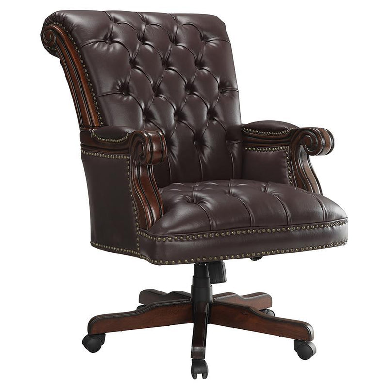 Calloway - Tufted Adjustable Height Office Chair - Dark Brown.