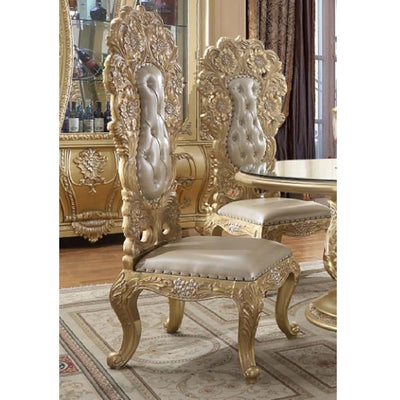 Cabriole - Side Chair (Set of 2) - Light Gold PU & Gold Finish - Grand Furniture GA