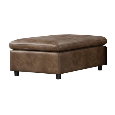 Audrey - Ottoman - 2-Tone Mocha Polished Microfiber - Grand Furniture GA