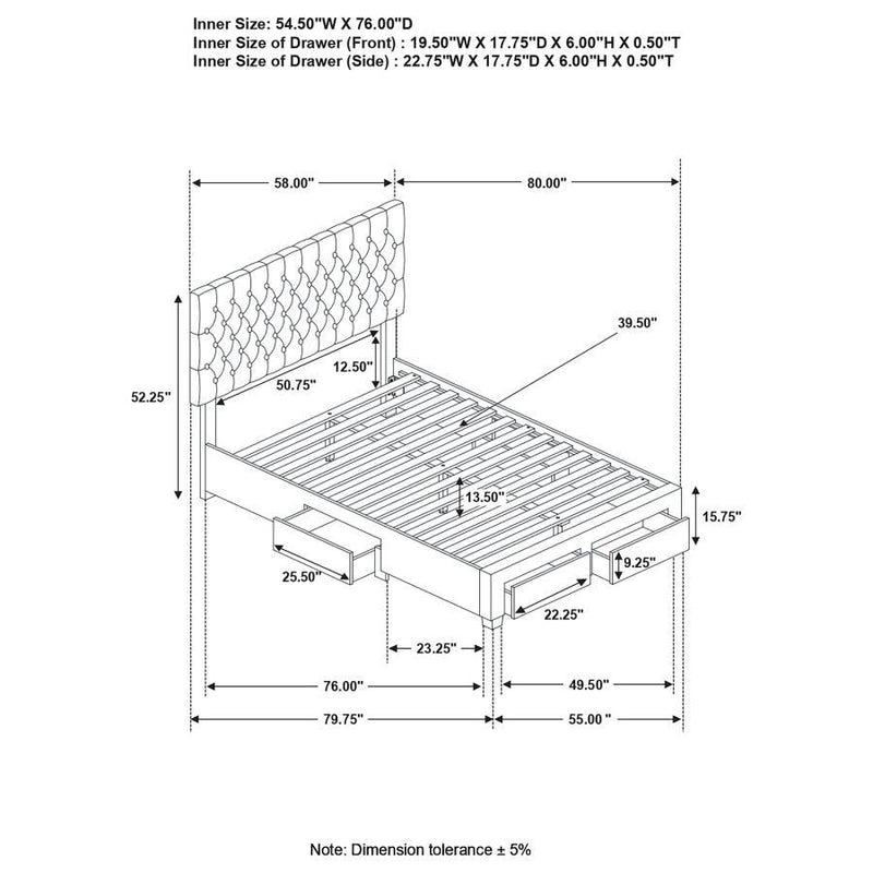 Soledad - 4-drawer Button Tufted Storage Bed