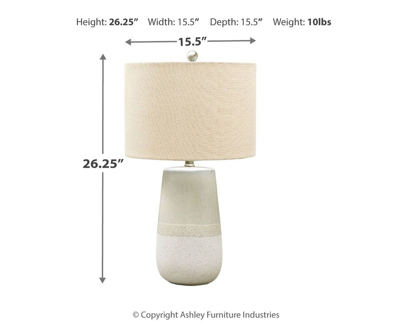 Shavon - Beige / White - Ceramic Table Lamp.