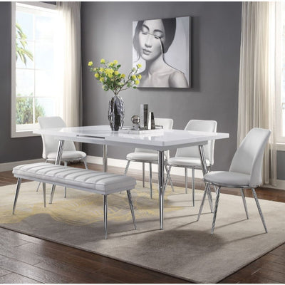 Weizor - Dining Table - White High Gloss & Chrome - Grand Furniture GA