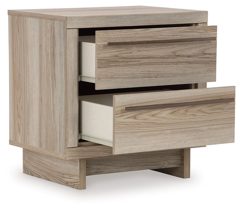 Hasbrick - Tan - Two Drawer Night Stand.