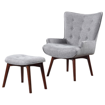 Willow - Upholstered Accent Chair With Ottoman - Grey and Brown.