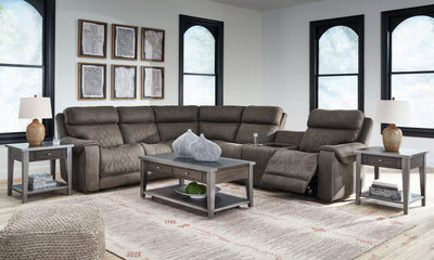 Hoopster - Gunmetal - Zero Wall Power Recliner With Console 6 Pc Sectional.