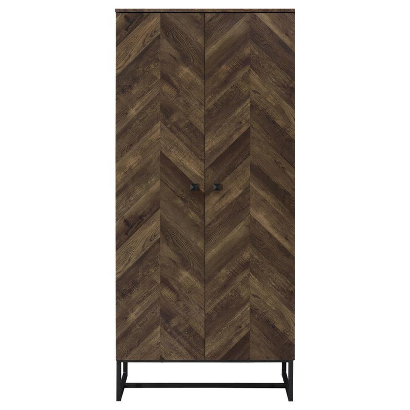 Carolyn - 2-Door Accent Cabinet - Rustic Oak and Gunmetal - Wood.