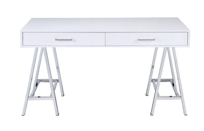 Coleen - Desk - White High Gloss & Chrome Finish - Grand Furniture GA