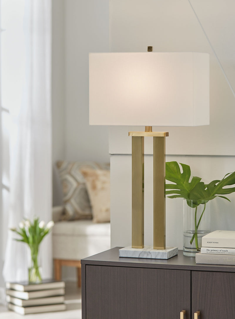 Coopermen - Gold Finish / White - Metal Table Lamp (Set of 2).
