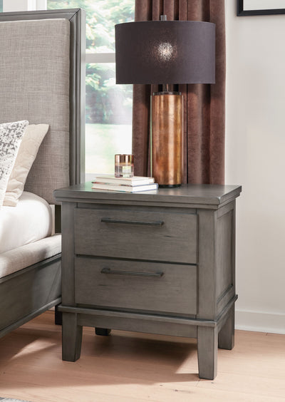 Hallanden - Gray - Two Drawer Night Stand.