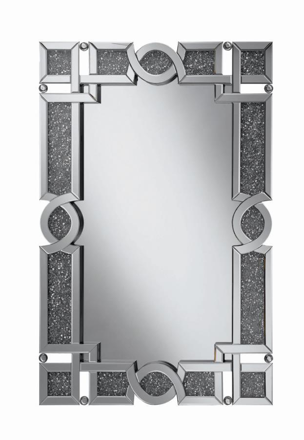 Jackie - Interlocking Wall Mirror With Iridescent Panels And Beads - Silver