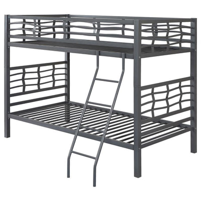 Fairfax - Twin Over Twin Bunk Bed With Ladder - Light Gunmetal - Bunk Beds - Grand Furniture GA