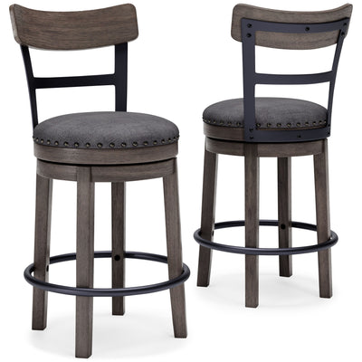 Caitbrook - Gray - Uph Swivel Barstool.