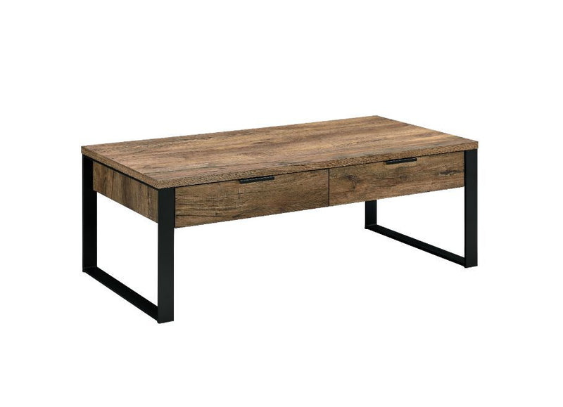 Aflo - Coffee Table - Weathered Oak & Black Finish - Grand Furniture GA