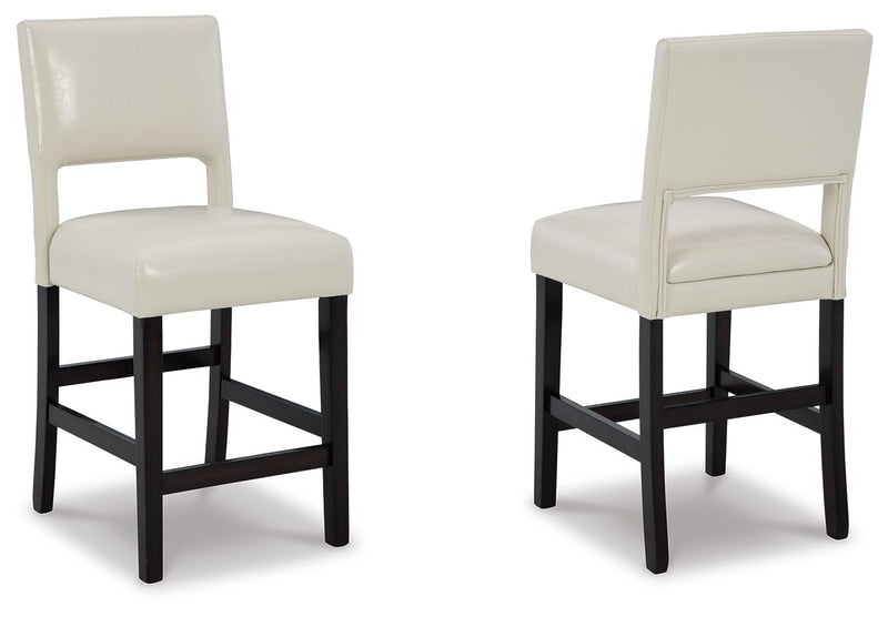 Leektree - Ivory / Brown - Upholstered Barstool (Set of 2)