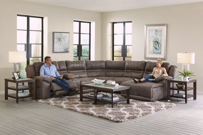 Braxton Modular Sectional - Power Headrest With Lumbar RSF Recliner With Extended Ottoman - Charcoal