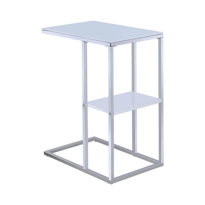 Daisy - 1-Shelf Accent Table - Chrome and White.