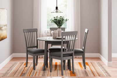 Shullden - Gray - 5 Pc. - Drop Leaf Table, 4 Side Chairs.