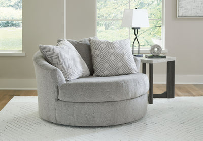 Casselbury - Cement - Oversized Swivel Accent Chair.