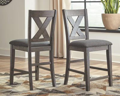 Caitbrook - Gray - Upholstered Barstool (Set of 2).