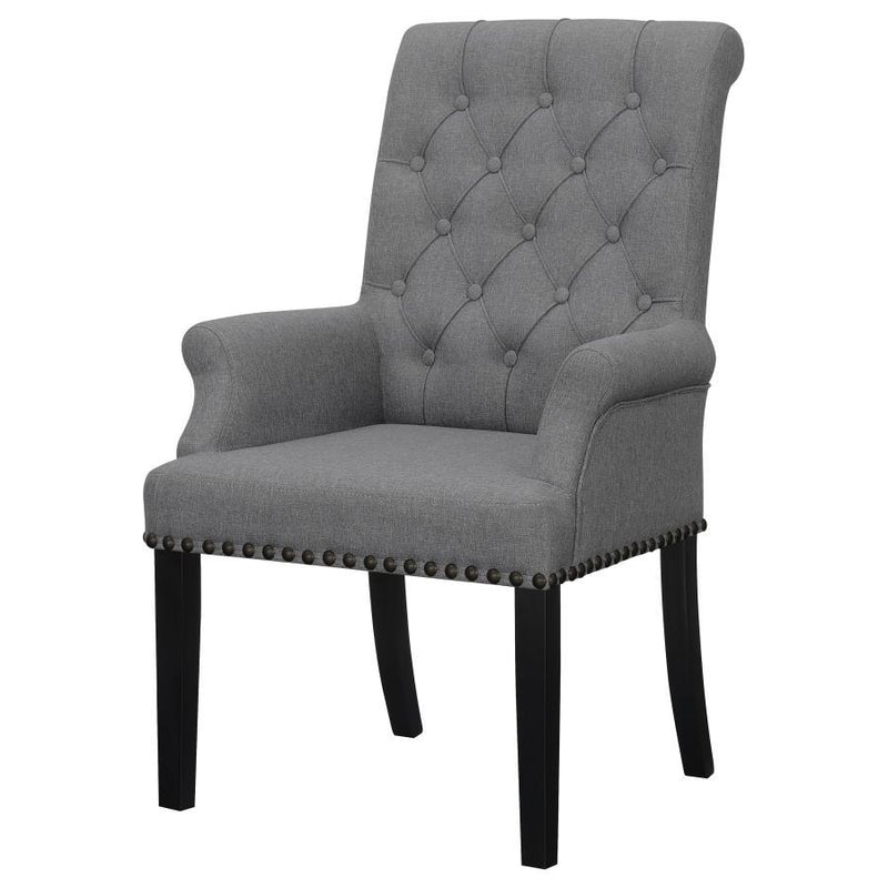 Alana - Upholstered Tufted Arm Chair With Nailhead Trim - Gray / Rustic Espresso - Grand Furniture GA