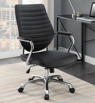 Chase - High Back Office Chair - Black And Chrome.